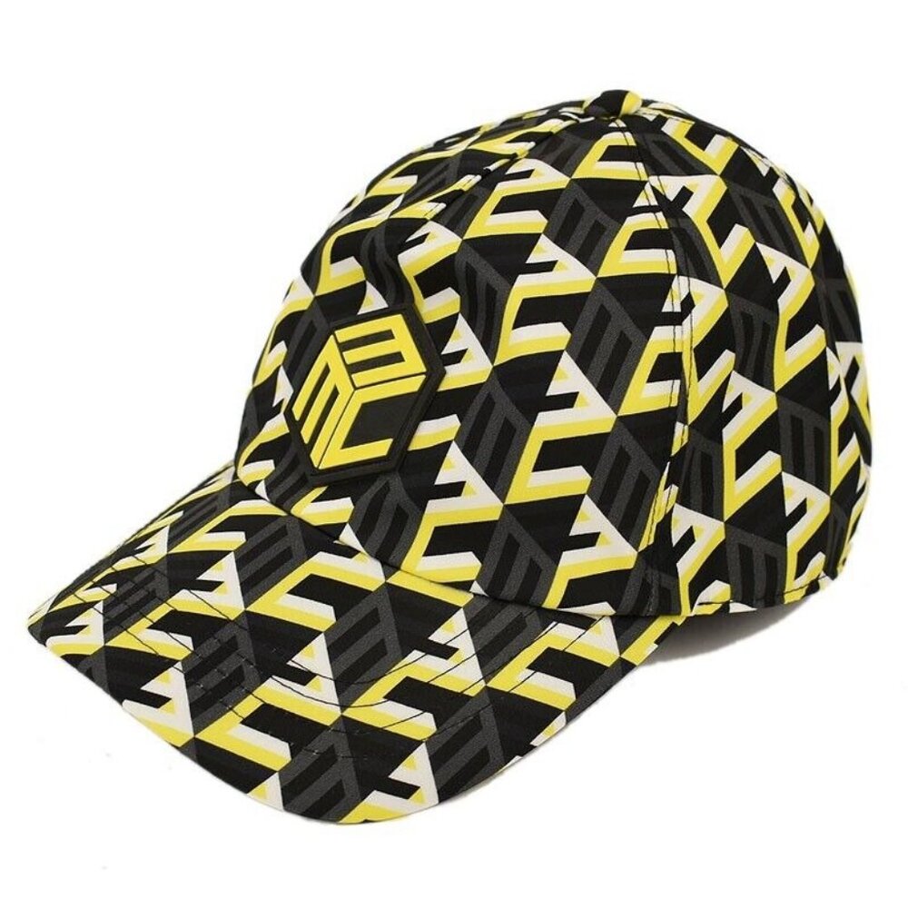 MCM Yellow Black CUBIC LOGO Monogram Recyled Nylon Baseball Cap ONE SIZE NWT